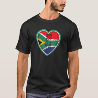South Africa Cricket South African Flag heart T-Shirt