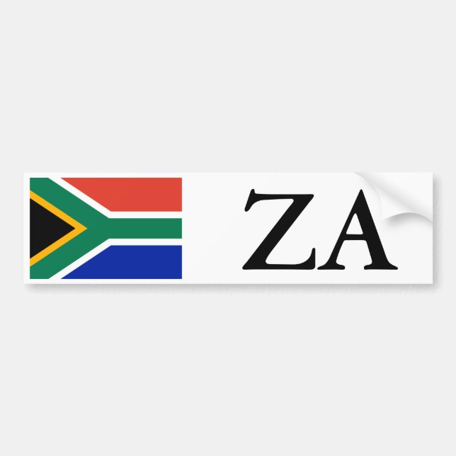 South Africa Flag and ZA Bumper Sticker (Front)