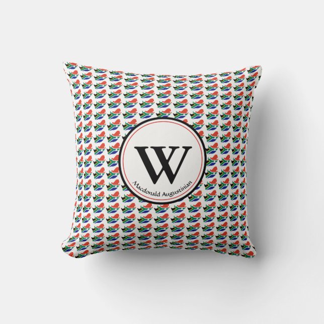 SOUTH AFRICA FLAG Custom Monogram Patriotic Throw Pillow (Front)