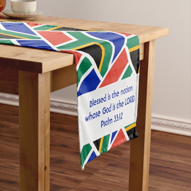 SOUTH AFRICA Flag Customized Scripture Short Table Runner (In Situ)