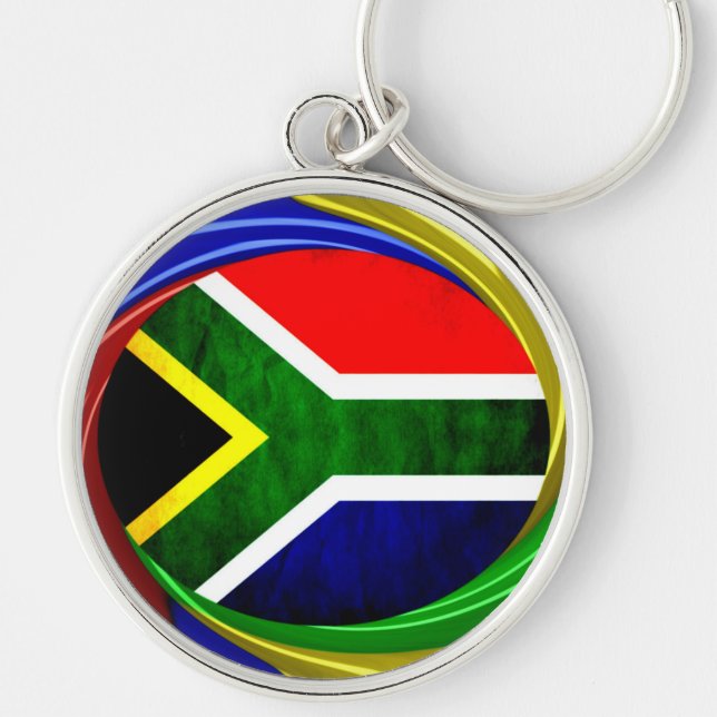 South Africa Flag: Dynamic Swirl Motif Keychain (Front)