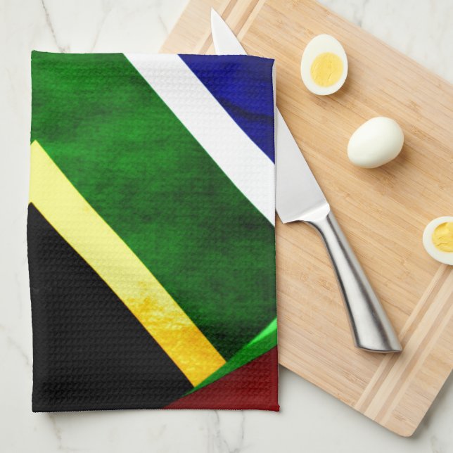 South Africa Flag: Dynamic Swirl Motif Kitchen Towel (Quarter Fold)