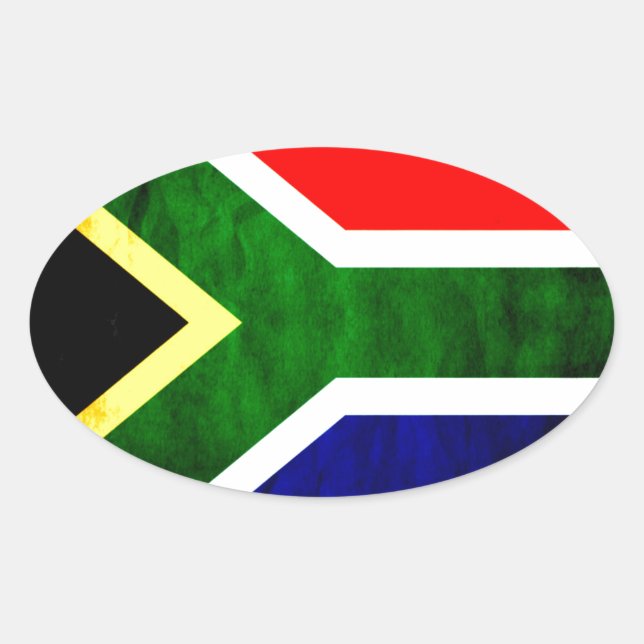 South Africa Flag: Dynamic Swirl Motif Oval Sticker (Front)