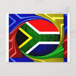 South Africa Flag: Dynamic Swirl Motif Postcard
