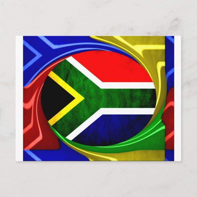 South Africa Flag: Dynamic Swirl Motif Postcard (Front)