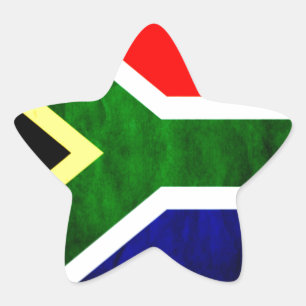 South Africa Flag: Dynamic Swirl Motif Star Sticker