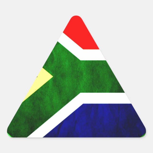 South Africa Flag: Dynamic Swirl Motif Triangle Sticker (Front)