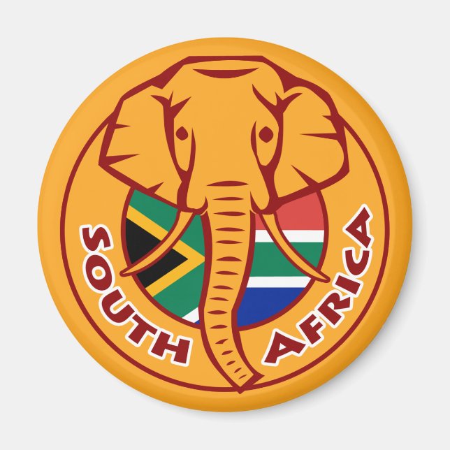 South Africa Flag Elephant Magnet (Front)