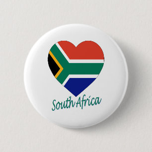 South Africa Flag Heart 2 Inch Round Button