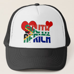 South Africa Flag Heart Black Red Green Patriotic  Trucker Hat