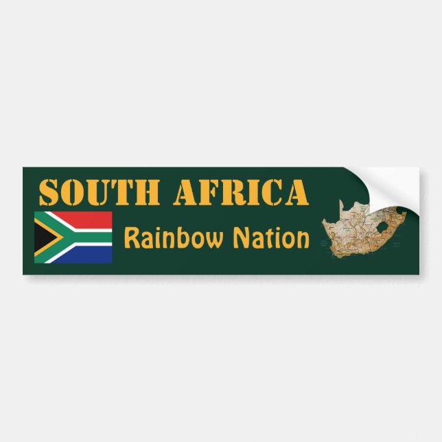 South Africa Flag + Map Bumper Sticker (Front)