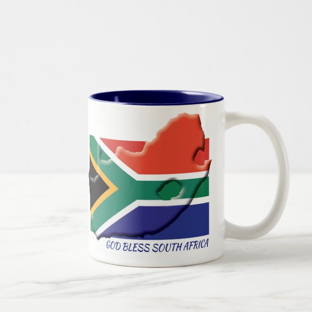 SOUTH AFRICA FLAG MAP Customized Scripture WHITE Two-Tone Coffee Mug (Right)
