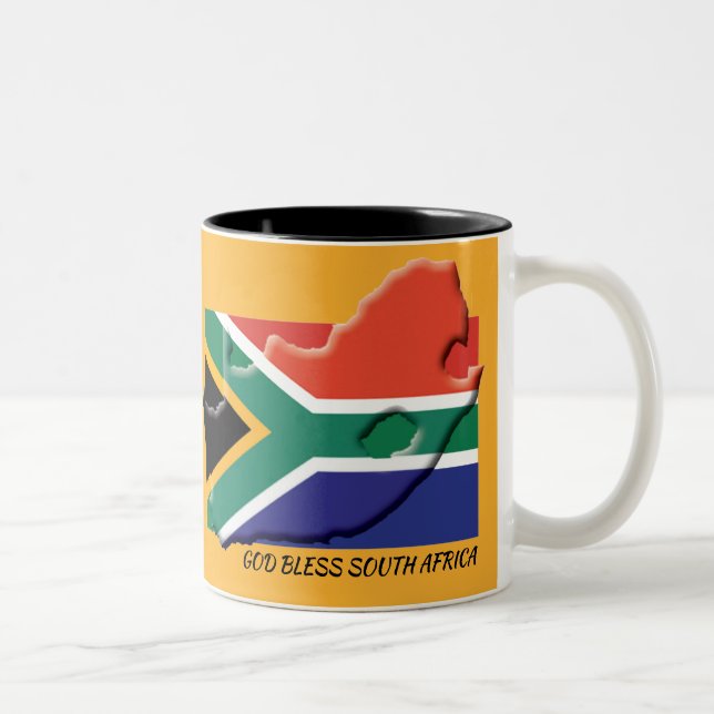 SOUTH AFRICA FLAG MAP Customized Scripture YELLOW Two-Tone Coffee Mug (Right)
