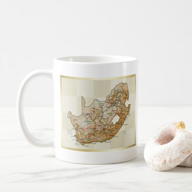 South Africa Flag + Map Mug (With Donut)