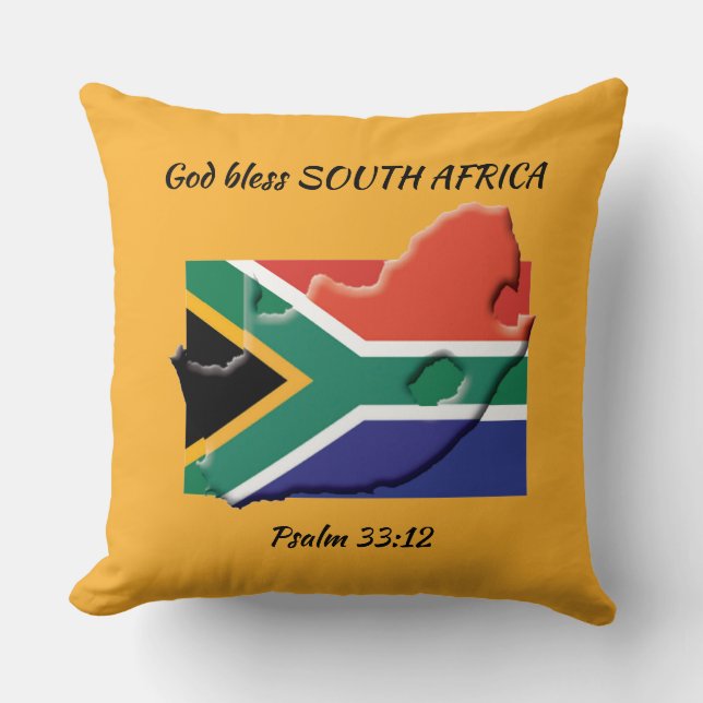 SOUTH AFRICA FLAG Patriotic Custom YELLOW Throw Pillow (Front)