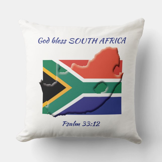 SOUTH AFRICA FLAG Patriotic Scripture Custom WHITE Throw Pillow (Front)