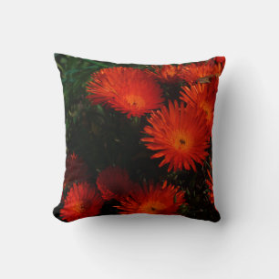 South Africa Green Orange Succulent Flowers Throw Pillow