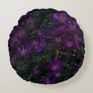 South Africa Green Purple Succulent Flowers Round Pillow
