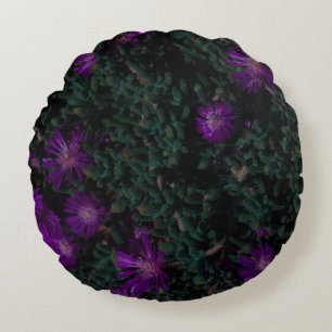South Africa Green Purple Succulent Flowers Round Pillow