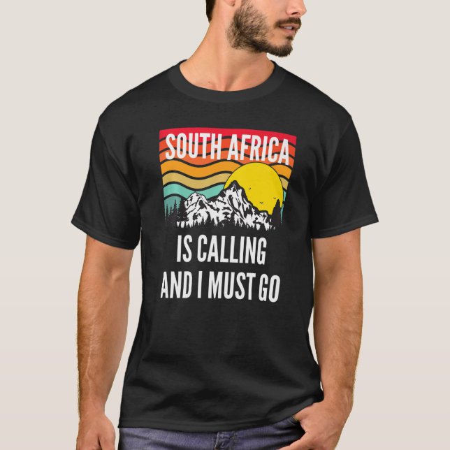 South Africa Is Calling And I Must Go, Wavy Sunset T-Shirt (Front)