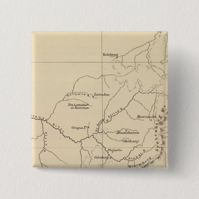 South Africa Lithographed Map 2 Inch Square Button (Front)