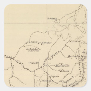 South Africa Lithographed Map Square Sticker