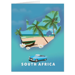 South Africa Map Illustration travel poster.