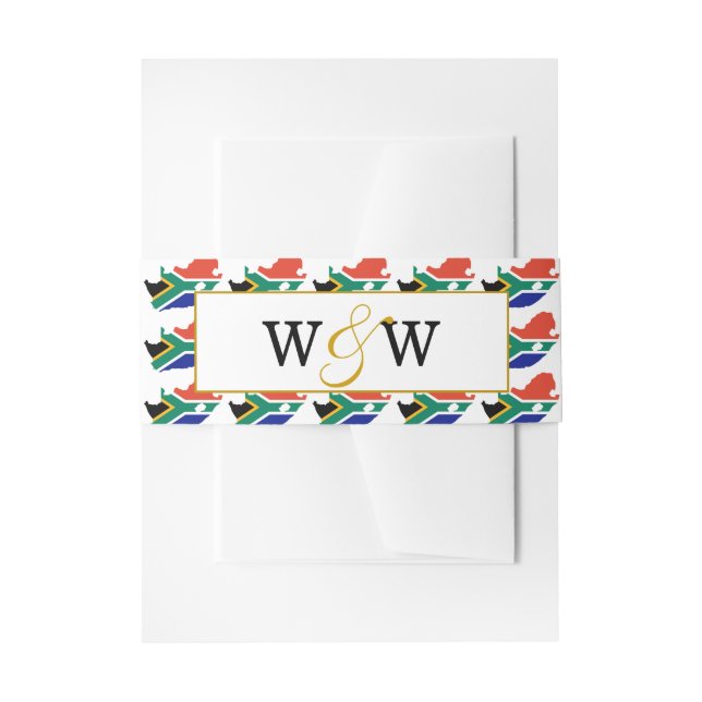 SOUTH AFRICA Monogram Celebration Wedding Invitation Belly Band (Front Example)