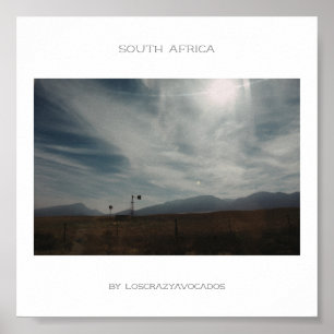 South Africa Mountains Landscape Travel Poster