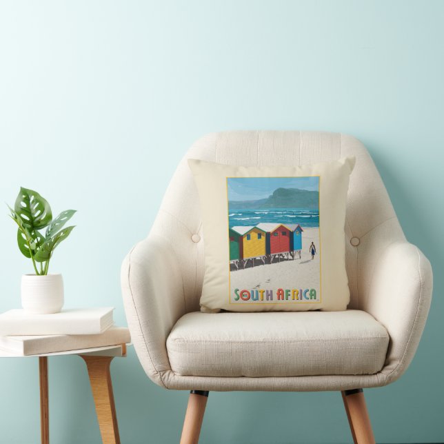South Africa | Muizenberg Beach Throw Pillow (Chair)