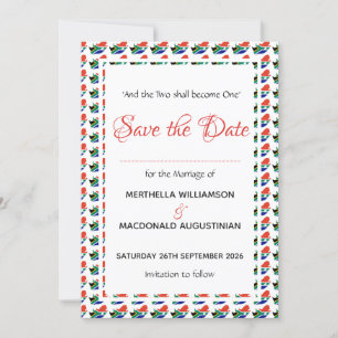 SOUTH AFRICA Patriotic Custom Wedding Celebration Save The Date