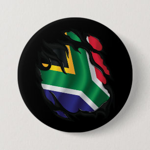 South Africa Ripped Flag 3 Inch Round Button