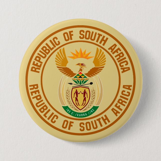 South Africa Round Emblem 3 Inch Round Button (Front)