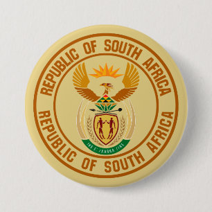 South Africa Round Emblem 3 Inch Round Button