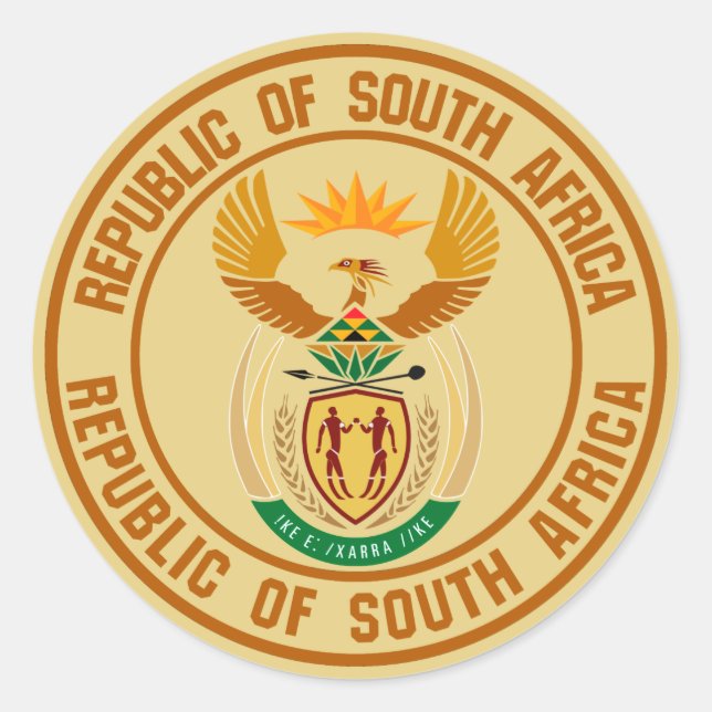South Africa Round Emblem Classic Round Sticker (Front)