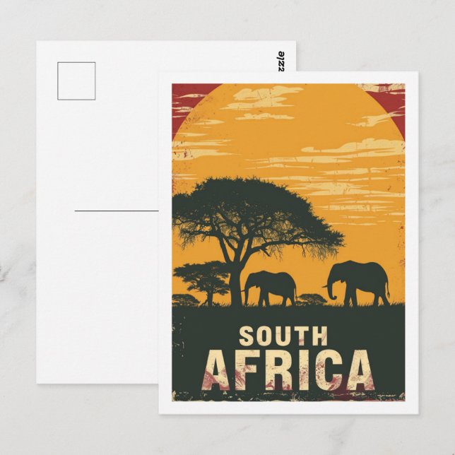 South Africa Safari Vintage Famous Travel Place Postcard (Front/Back)
