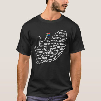 South Africa Slang Words South African Flag Map T- T-Shirt