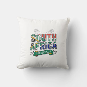 South Africa Soccer 2026 Soccer Bold Country Typog Throw Pillow