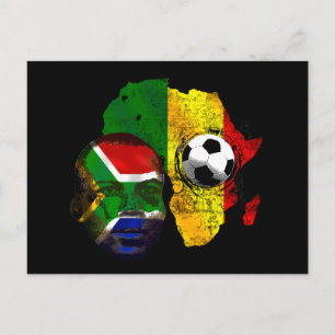 South Africa soccer lovers South AFrican flag face Postcard