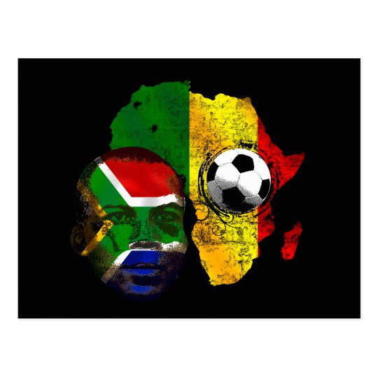 South Africa soccer lovers South AFrican flag face Postcard