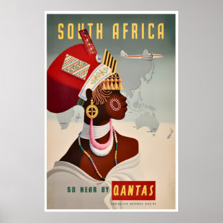 South Africa Travel Poster African Wall Art Qantas