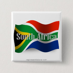 South Africa Waving Flag 2 Inch Square Button