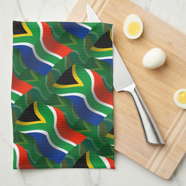 South Africa Waving Flag Kitchen Towel (Quarter Fold)