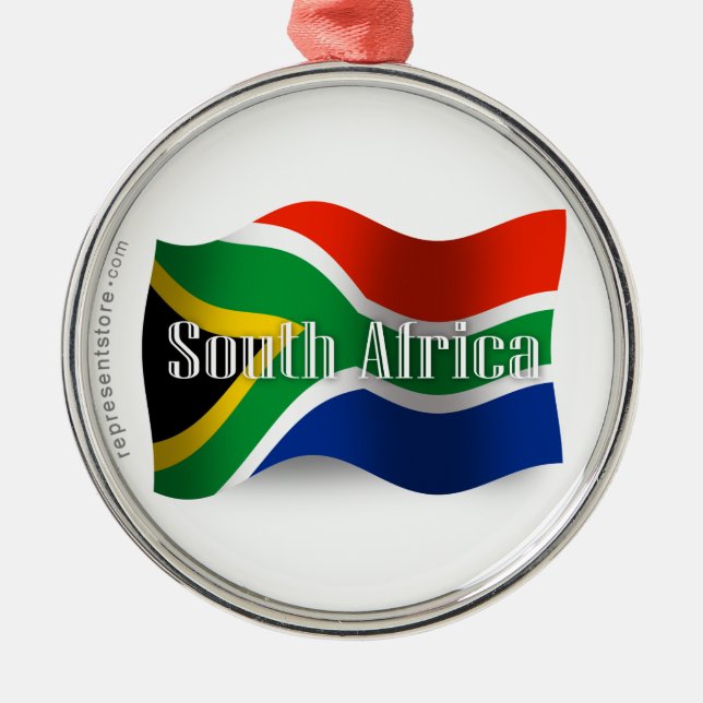 South Africa Waving Flag Metal Ornament (Front)