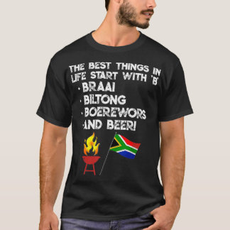 South African Bs Beer Biltong Boerewors Braai Funn T-Shirt