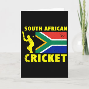 South African Cricket With South Africa Flag  Card