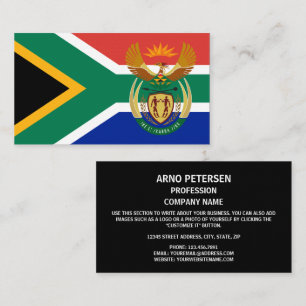 South African Flag & Coat of Arms, South Africa Business Card
