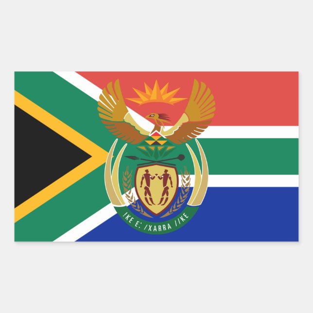 South African Flag & Coat of Arms, South Africa Sticker (Front)