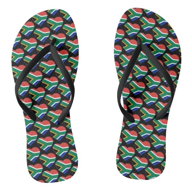 South African Flag Colours Hearts Pattern Patrioti Flip Flops (Footbed)