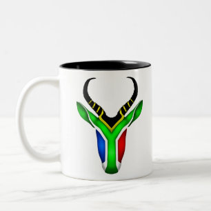 South african flag springbok Two-Tone coffee mug